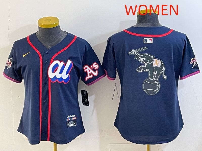 Women 2025 Oakland Athletics Blank Drak Blue All star Nike MLB Jersey style 03->women mlb jersey->Women Jersey